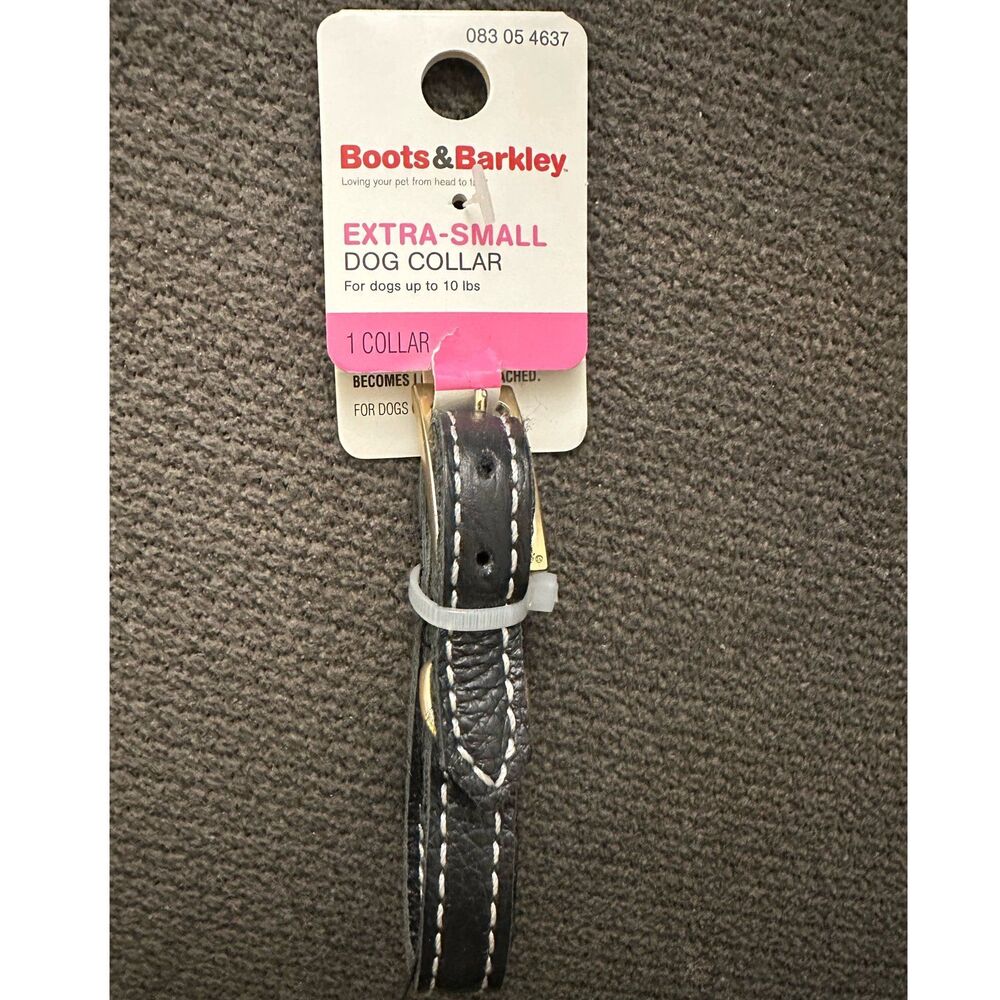 BOOTS & BARKLEY Dog Collar NEW Black XS  Leather Gold Tone Hardware Up to 10 LB